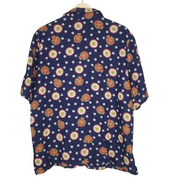 Vintage Pendleton Shirt 16 XL Button up Classic Navy Nautical Rayon Short Sleeve - Picture 2 of 8